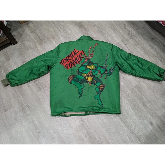 Vintage Teenage Mutant Ninja Turtles Jacket Mens Large Green Turtle Power 80s - Picture 7 of 9